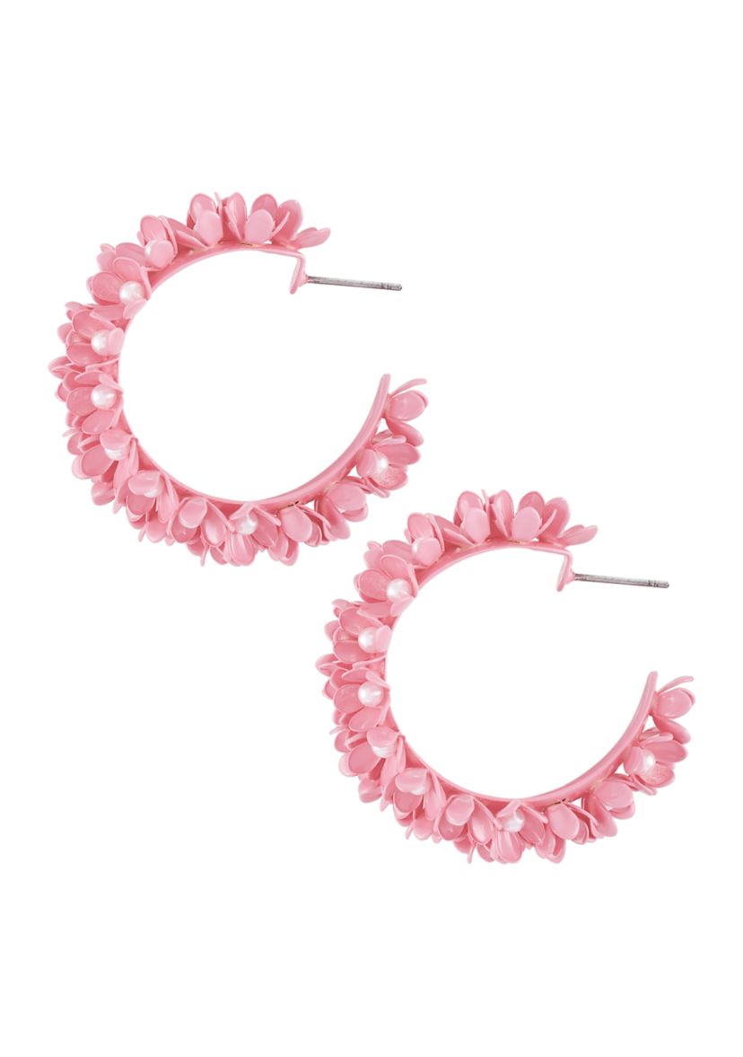 Pearl Flower Hoop Earrings