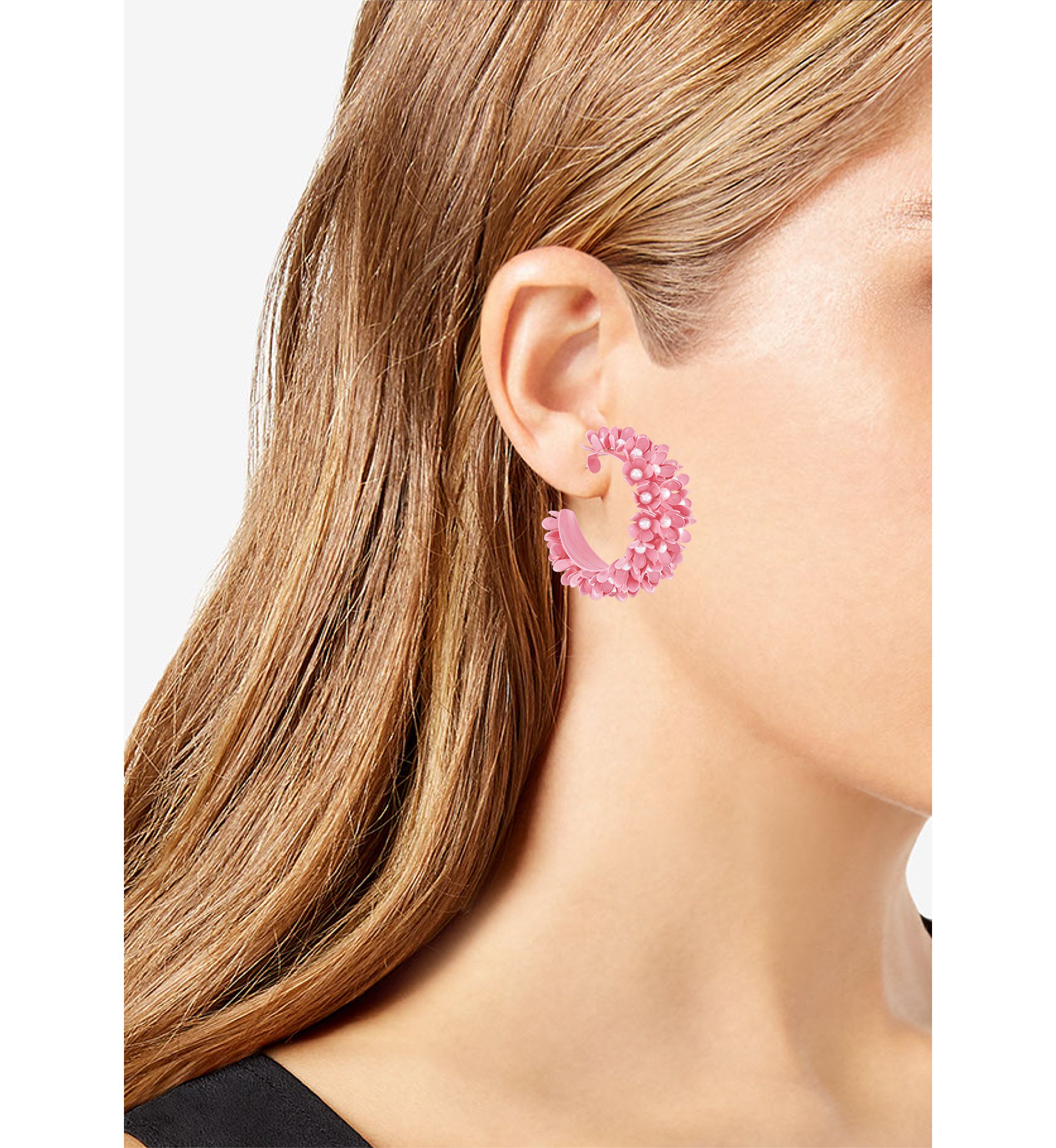 Pearl Flower Hoop Earrings