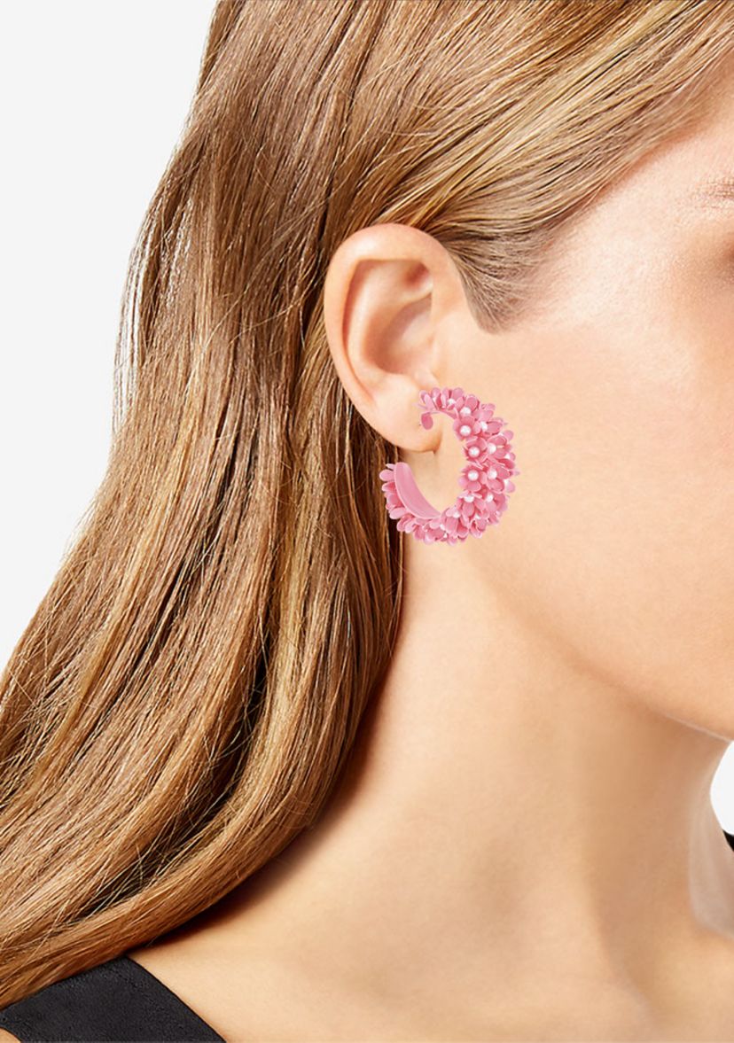 Pearl Flower Hoop Earrings