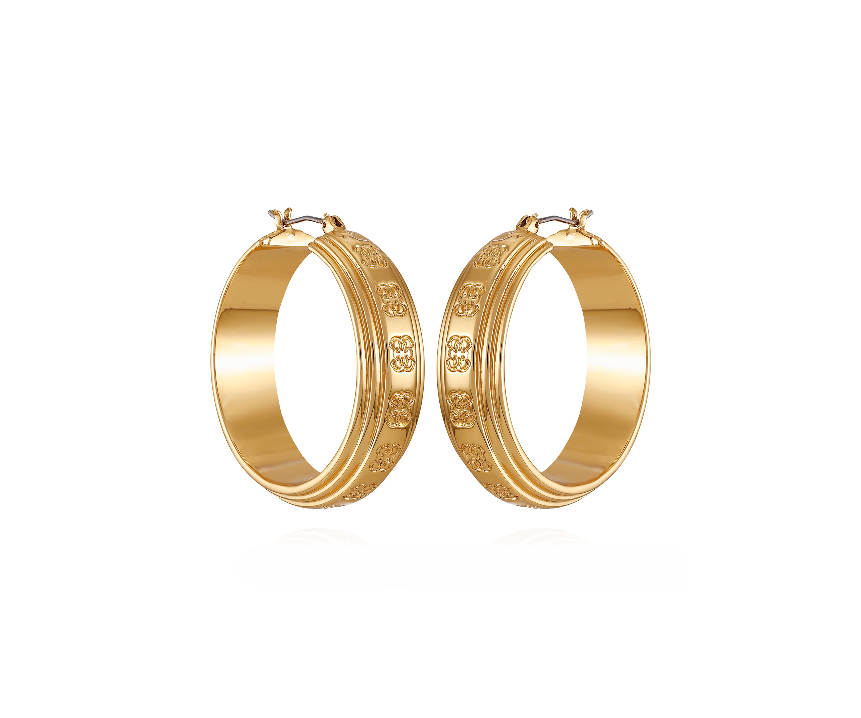 Gold Tone Logo Hoop Earrings