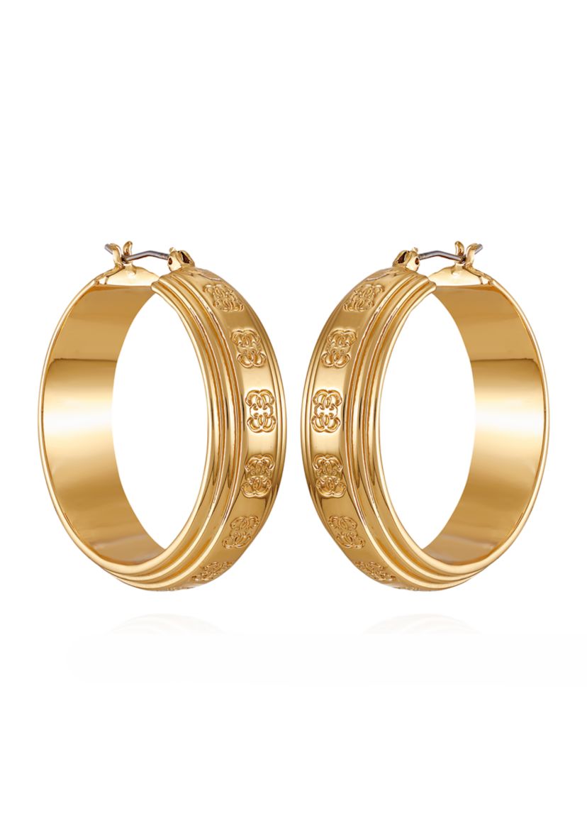 Gold Tone Logo Hoop Earrings