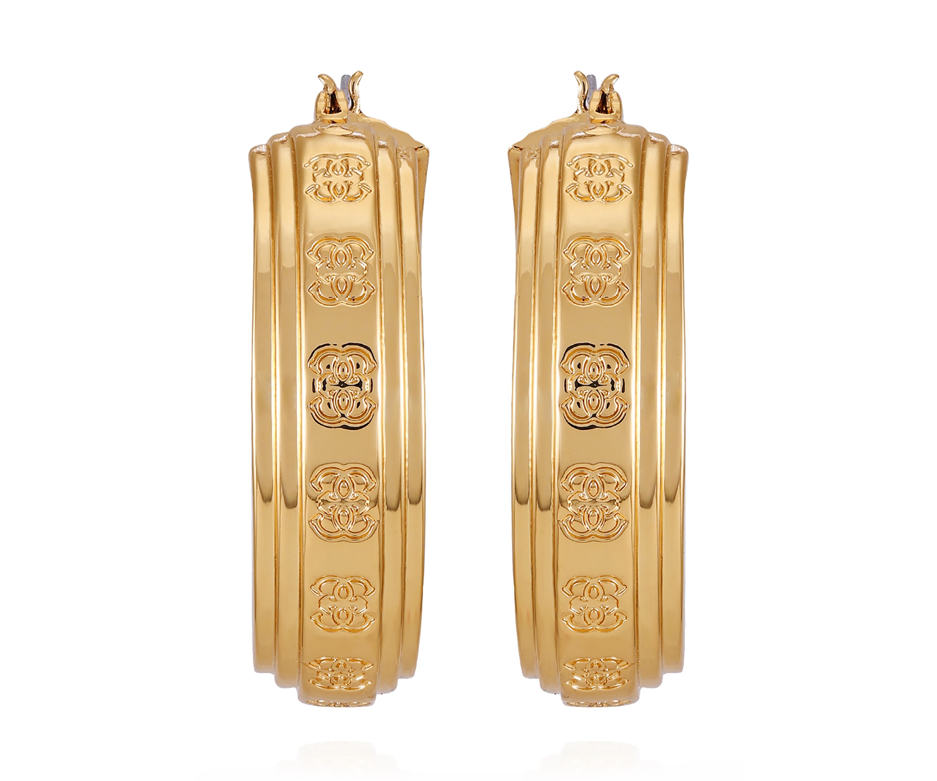 Gold Tone Logo Hoop Earrings