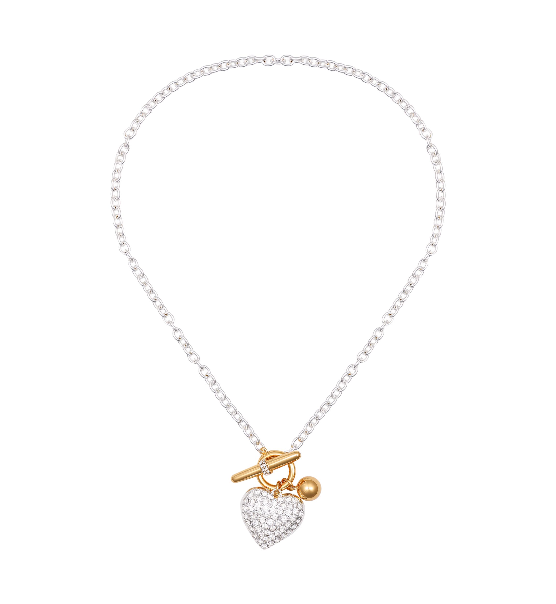 Two Tone Heart Pendant Necklace
