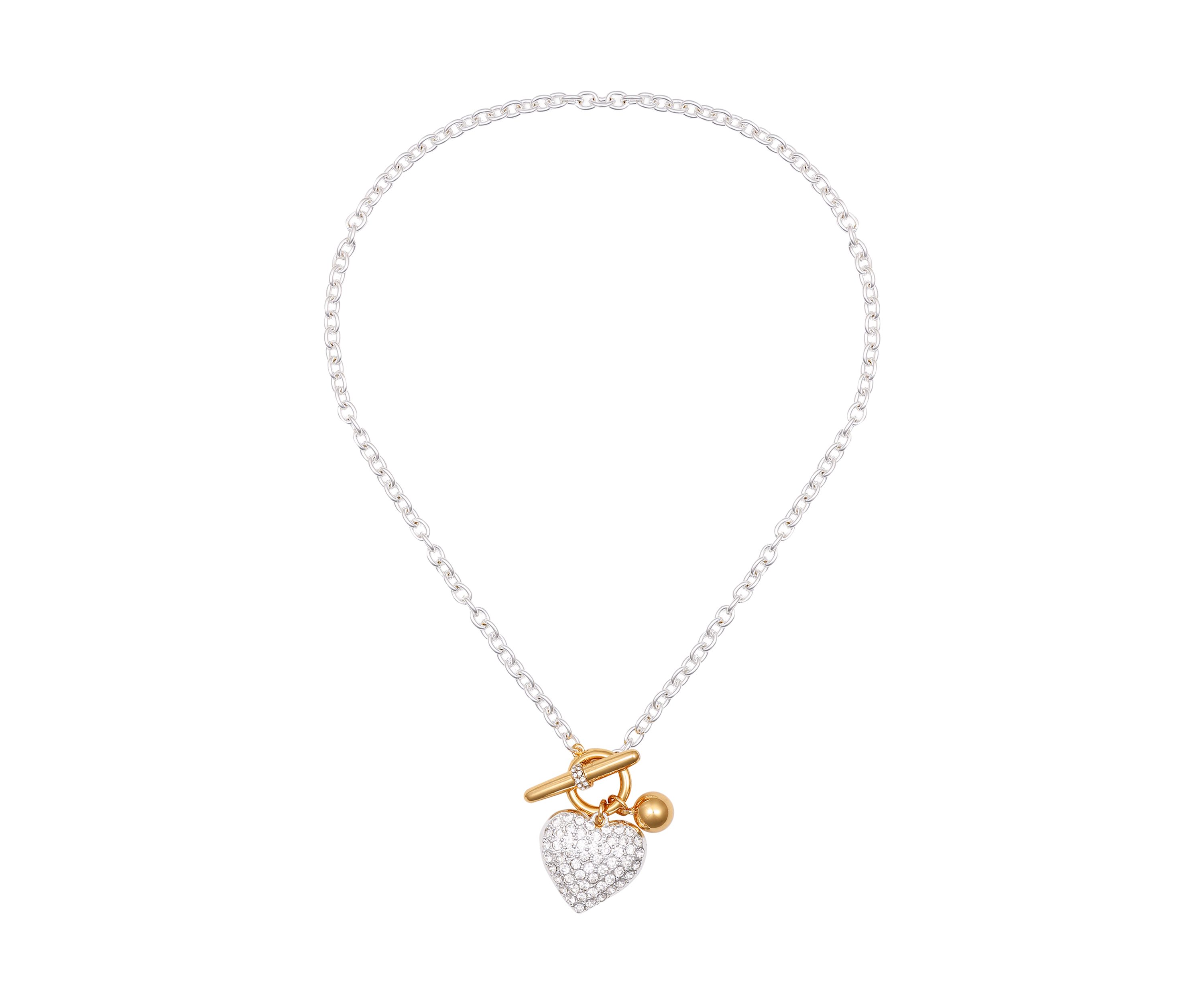 Two Tone Heart Pendant Necklace