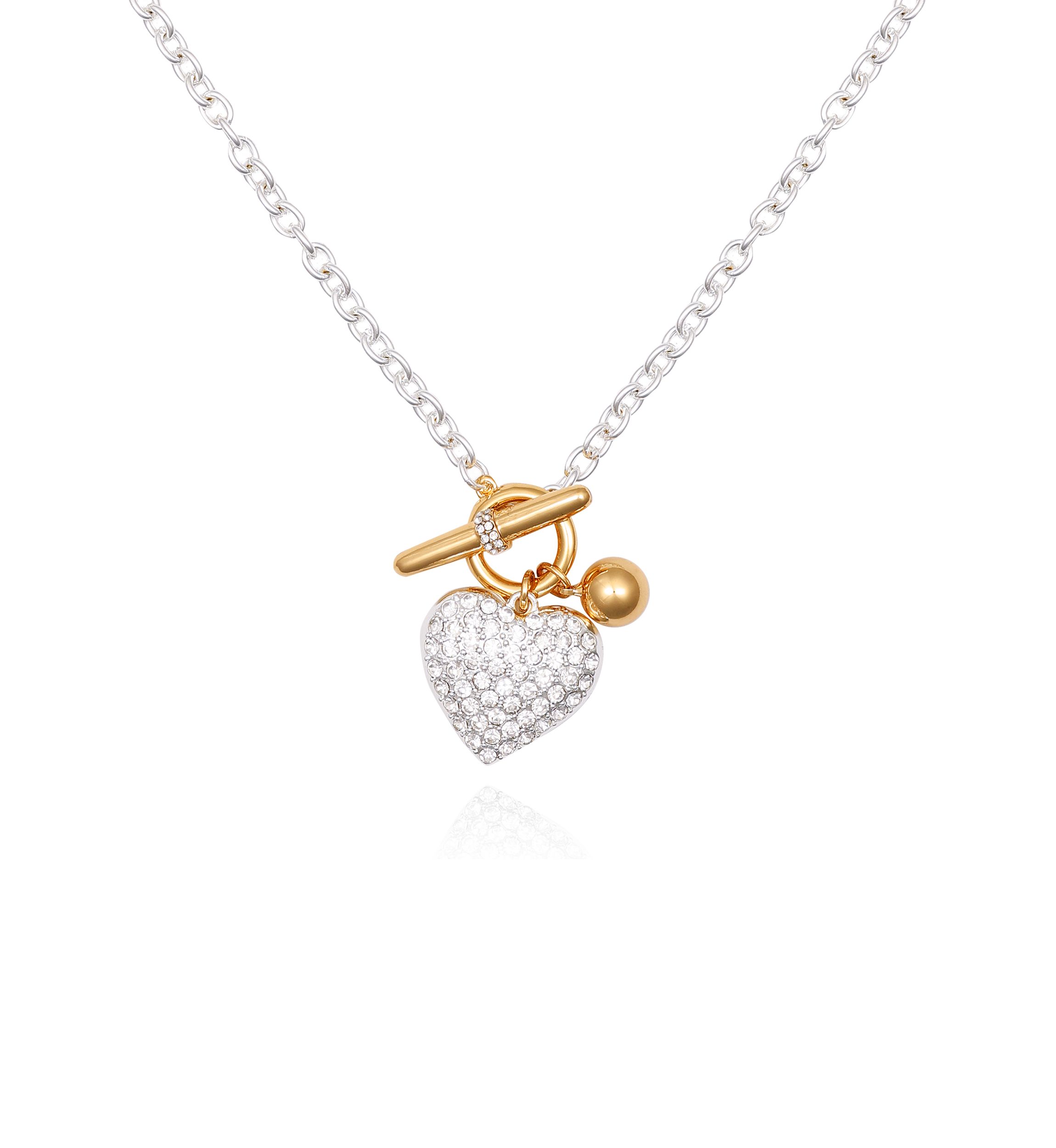 Two Tone Heart Pendant Necklace