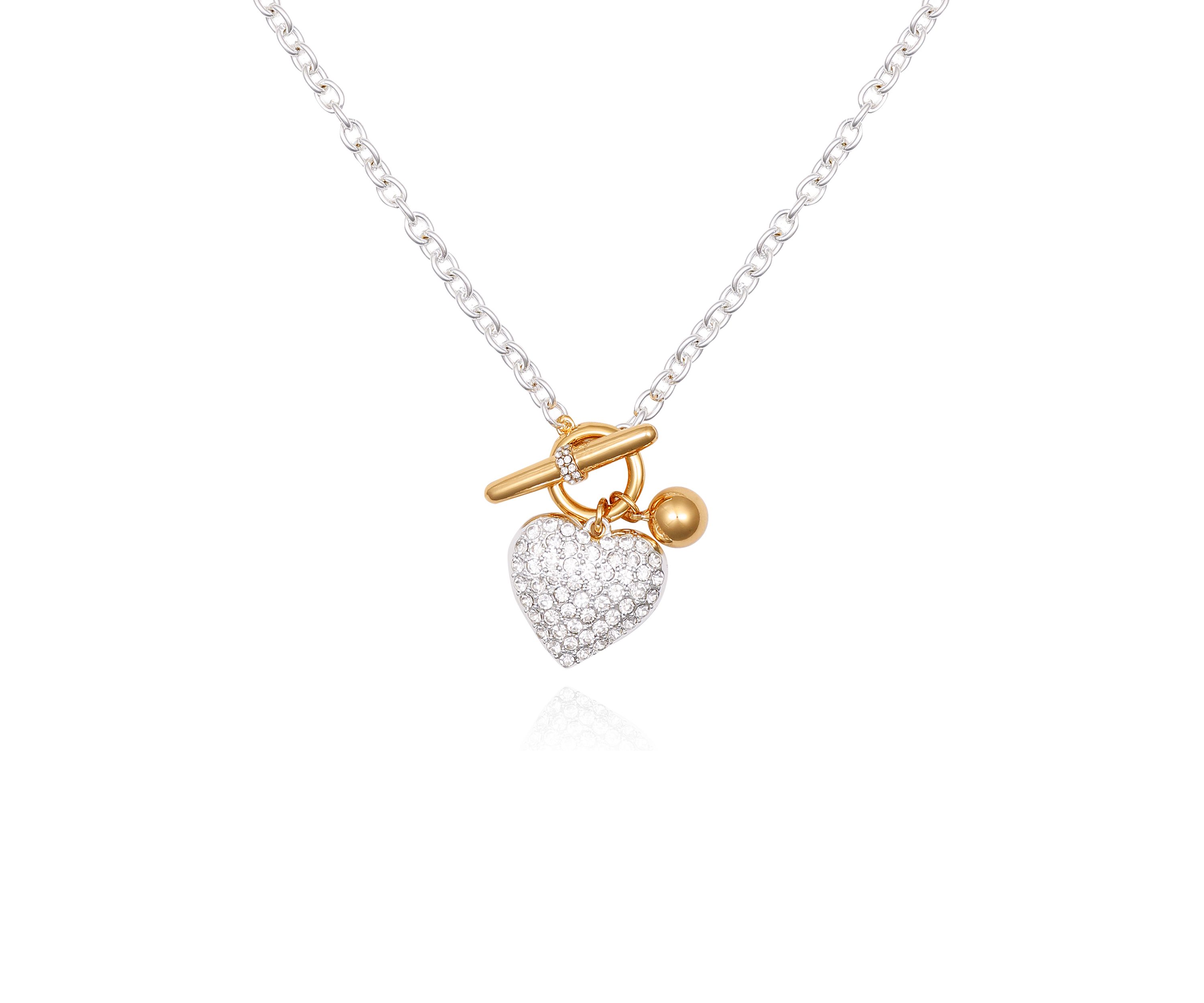 Two Tone Heart Pendant Necklace