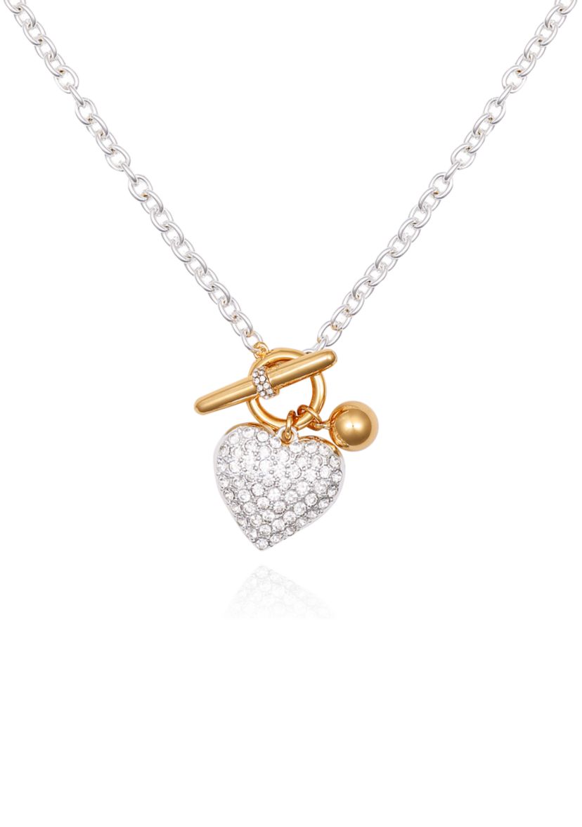 Two Tone Heart Pendant Necklace