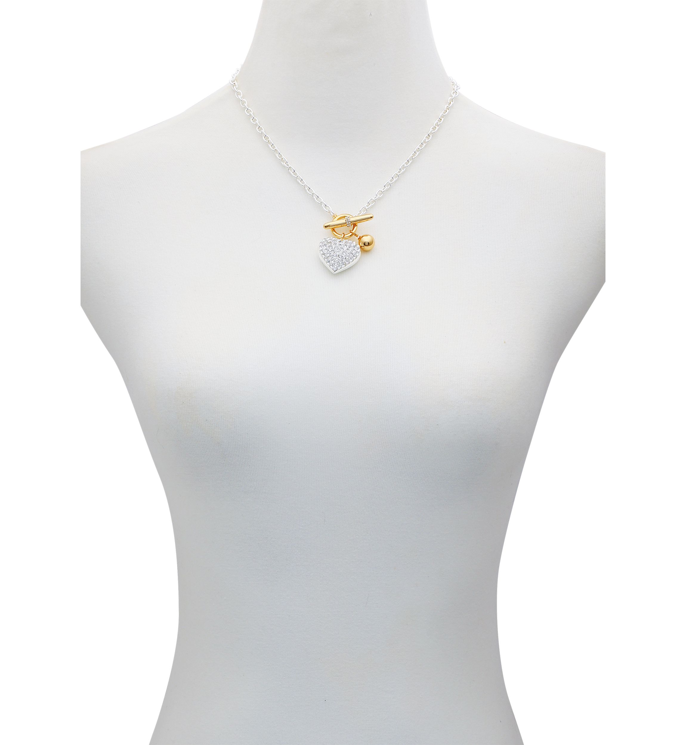 Two Tone Heart Pendant Necklace