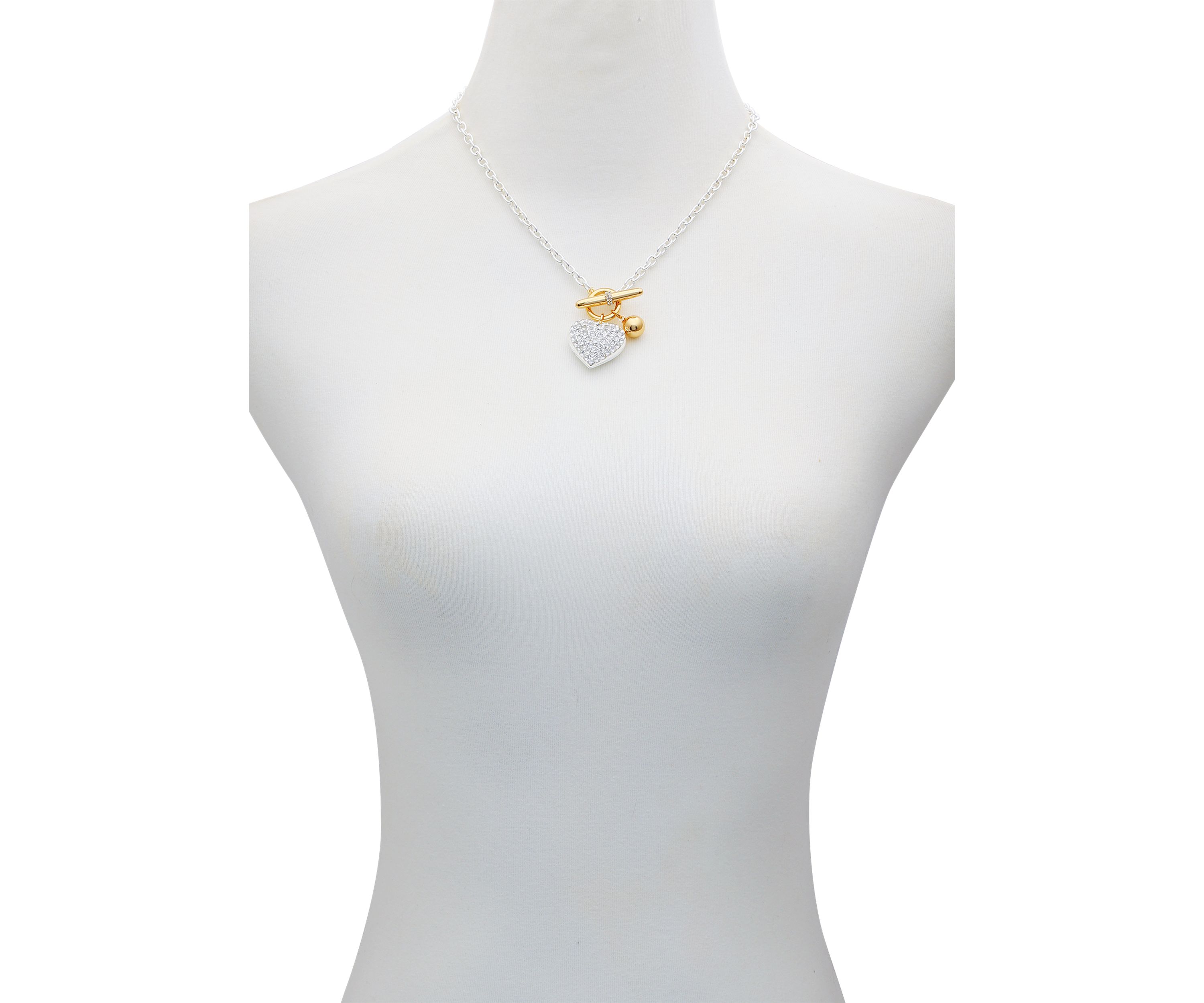 Two Tone Heart Pendant Necklace