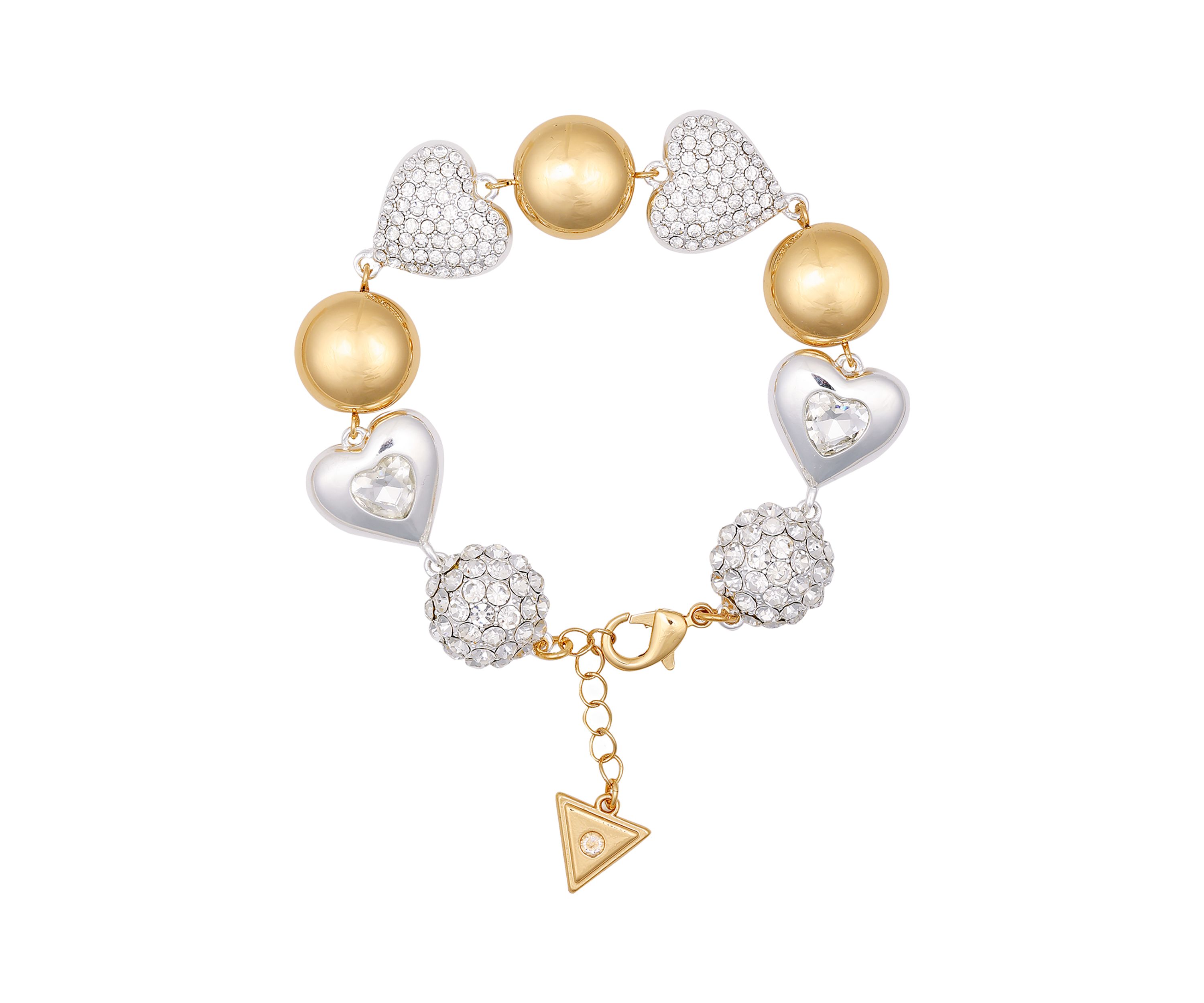 Two Tone Crystal Statement Bead Bracelet