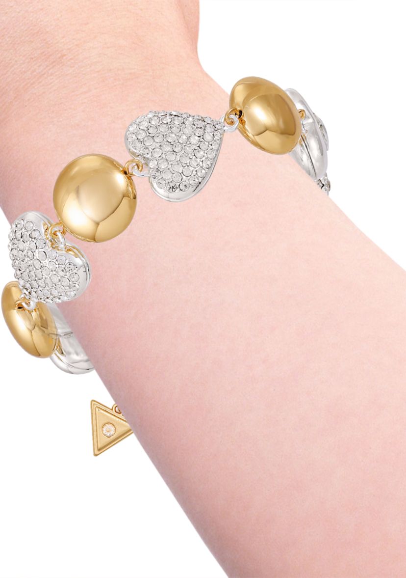 Two Tone Crystal Statement Bead Bracelet