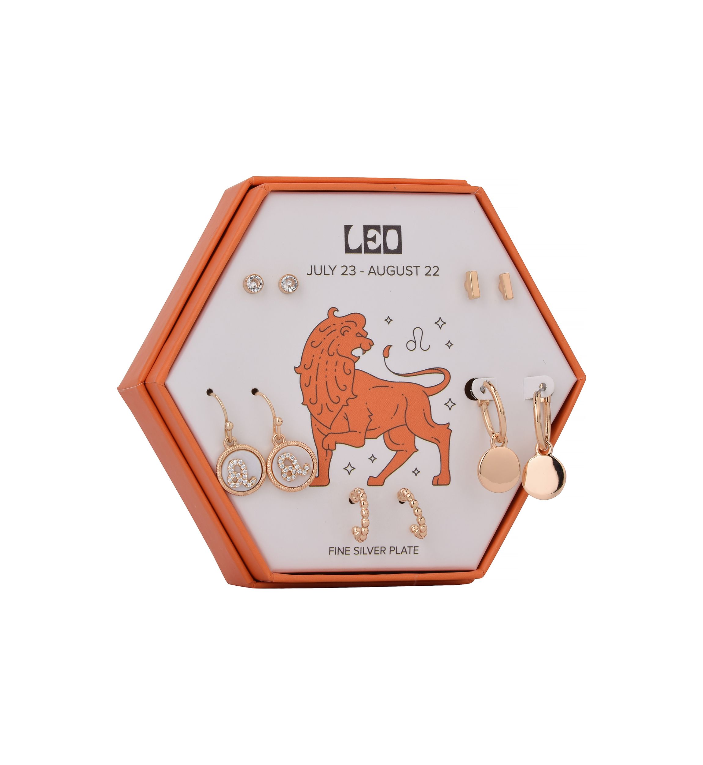  Gold Tone Zodiac 5 pair Earrings Set 