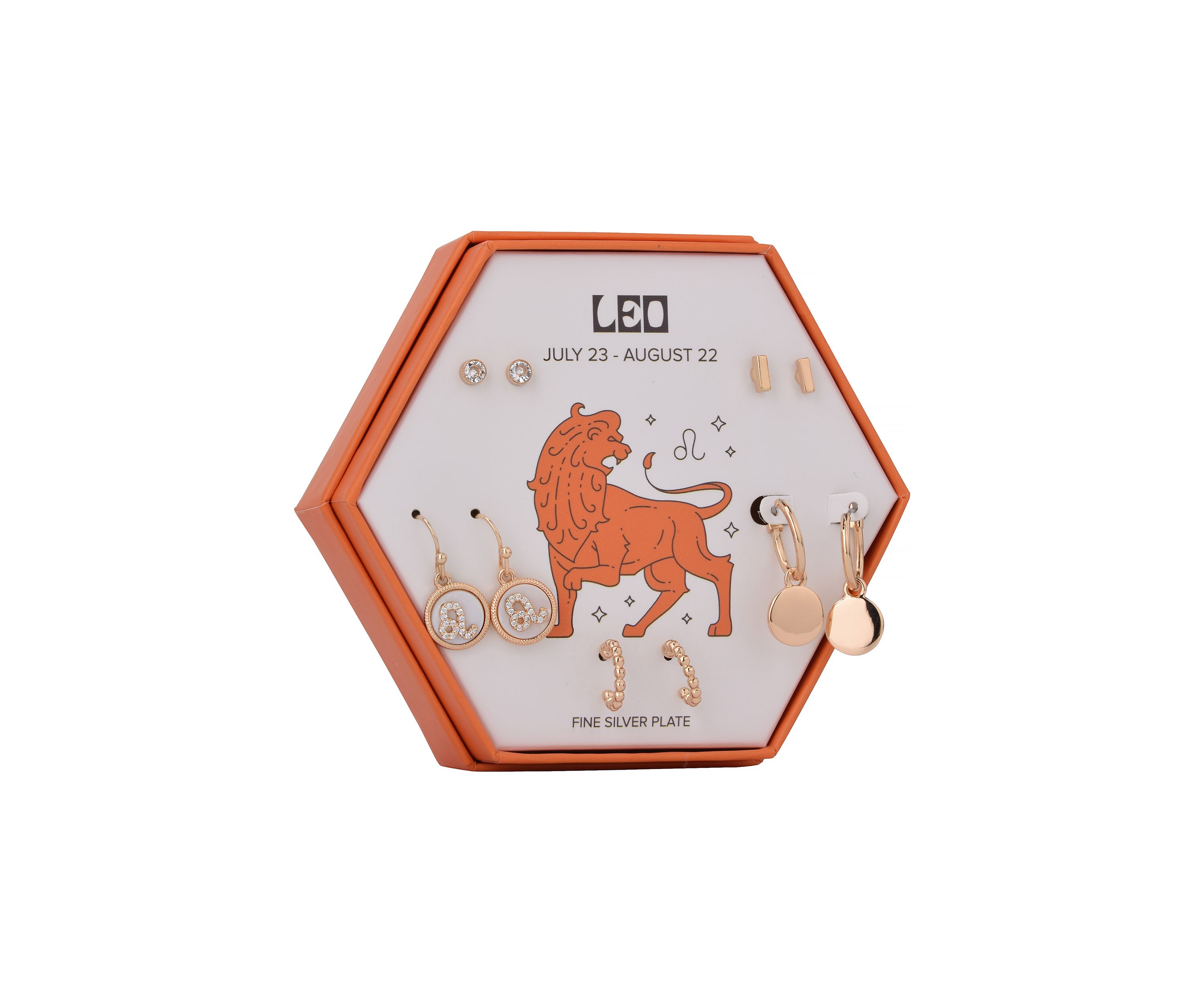  Gold Tone Zodiac 5 pair Earrings Set 