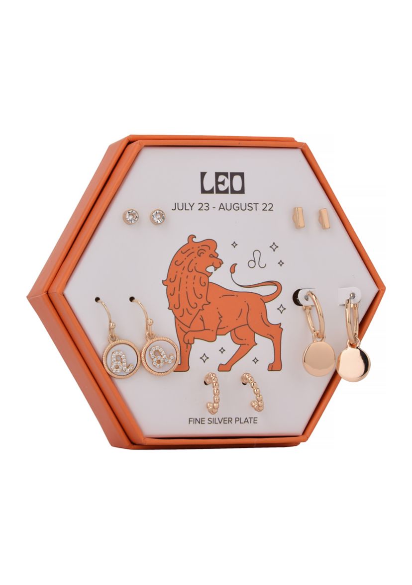  Gold Tone Zodiac 5 pair Earrings Set 