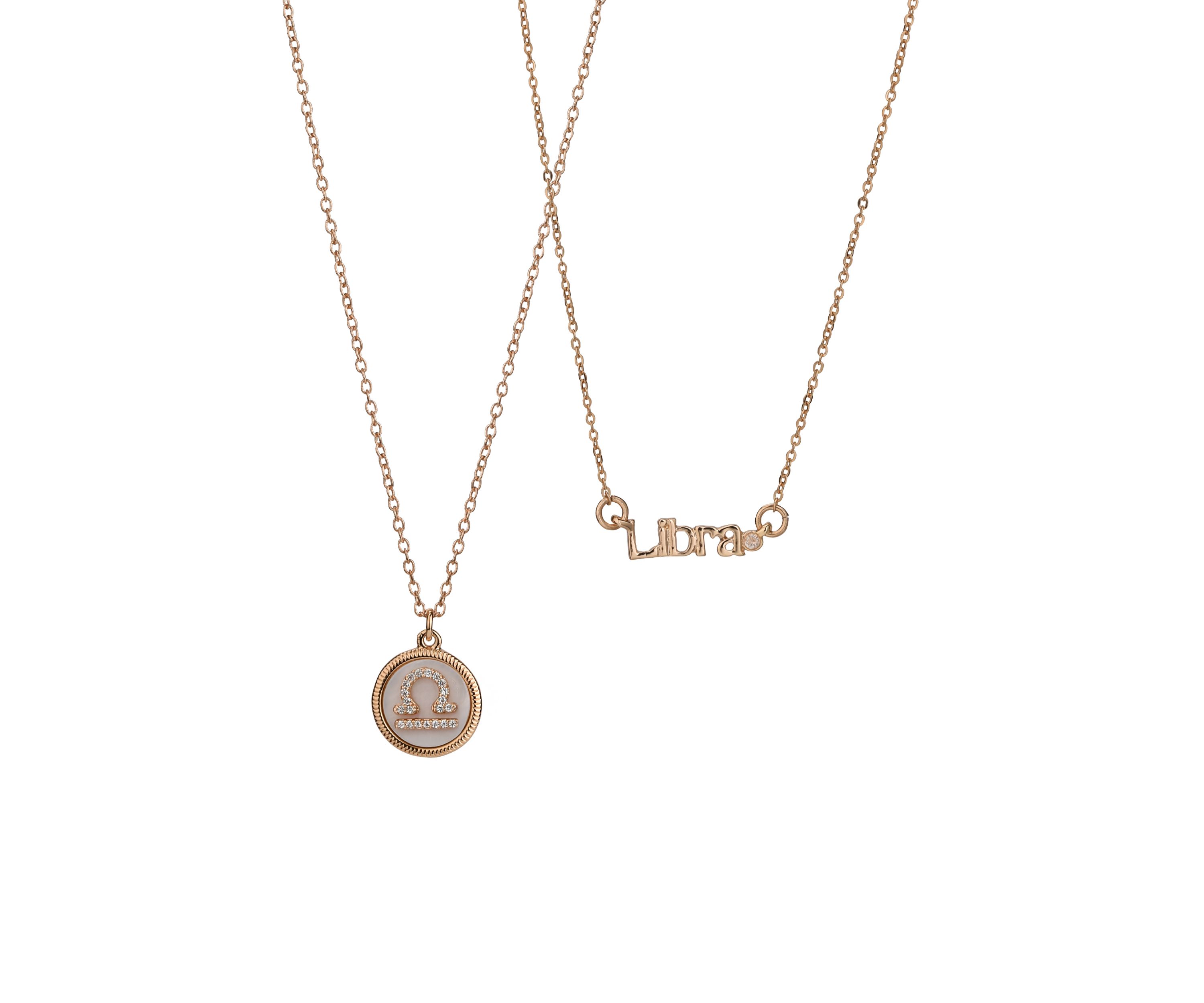  Gold Tone Zodiac 2 Piece Pendant Necklace Set 