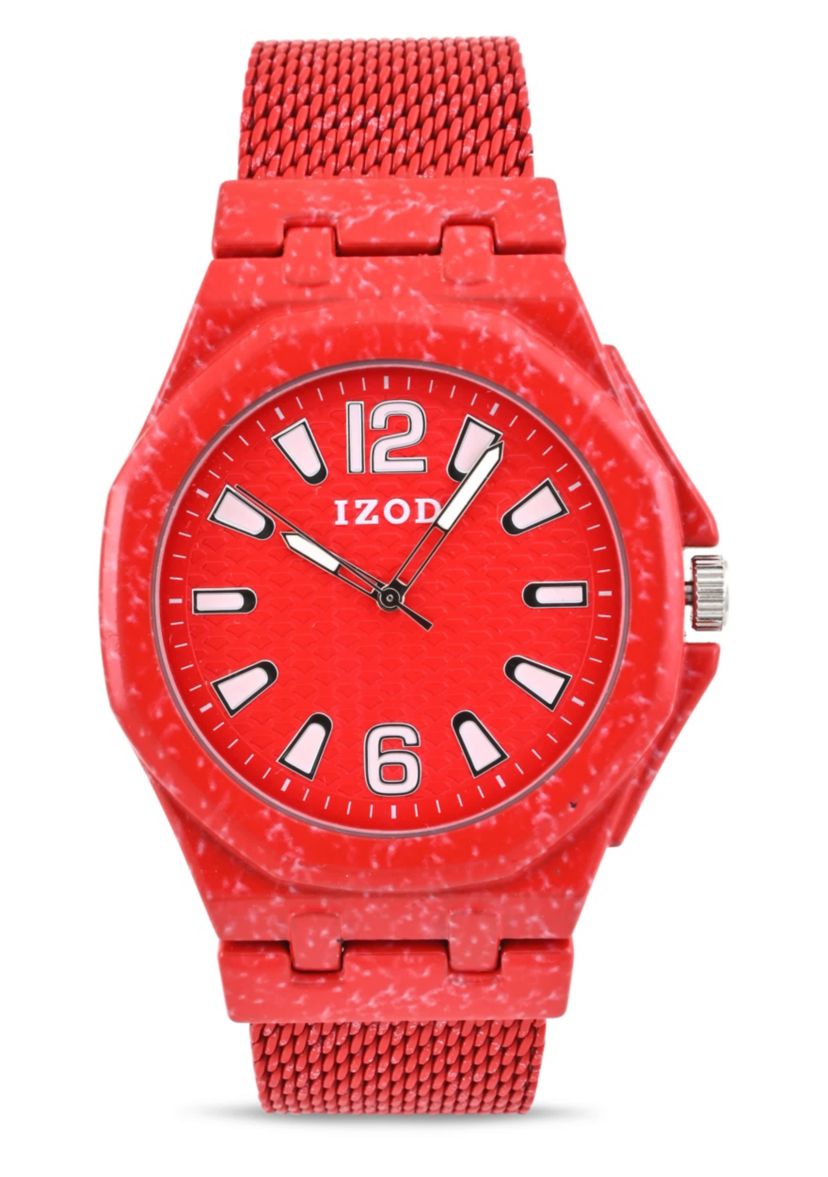 IZOD Adult Mens Analog Watch in Red Mesh Model# IZO50037