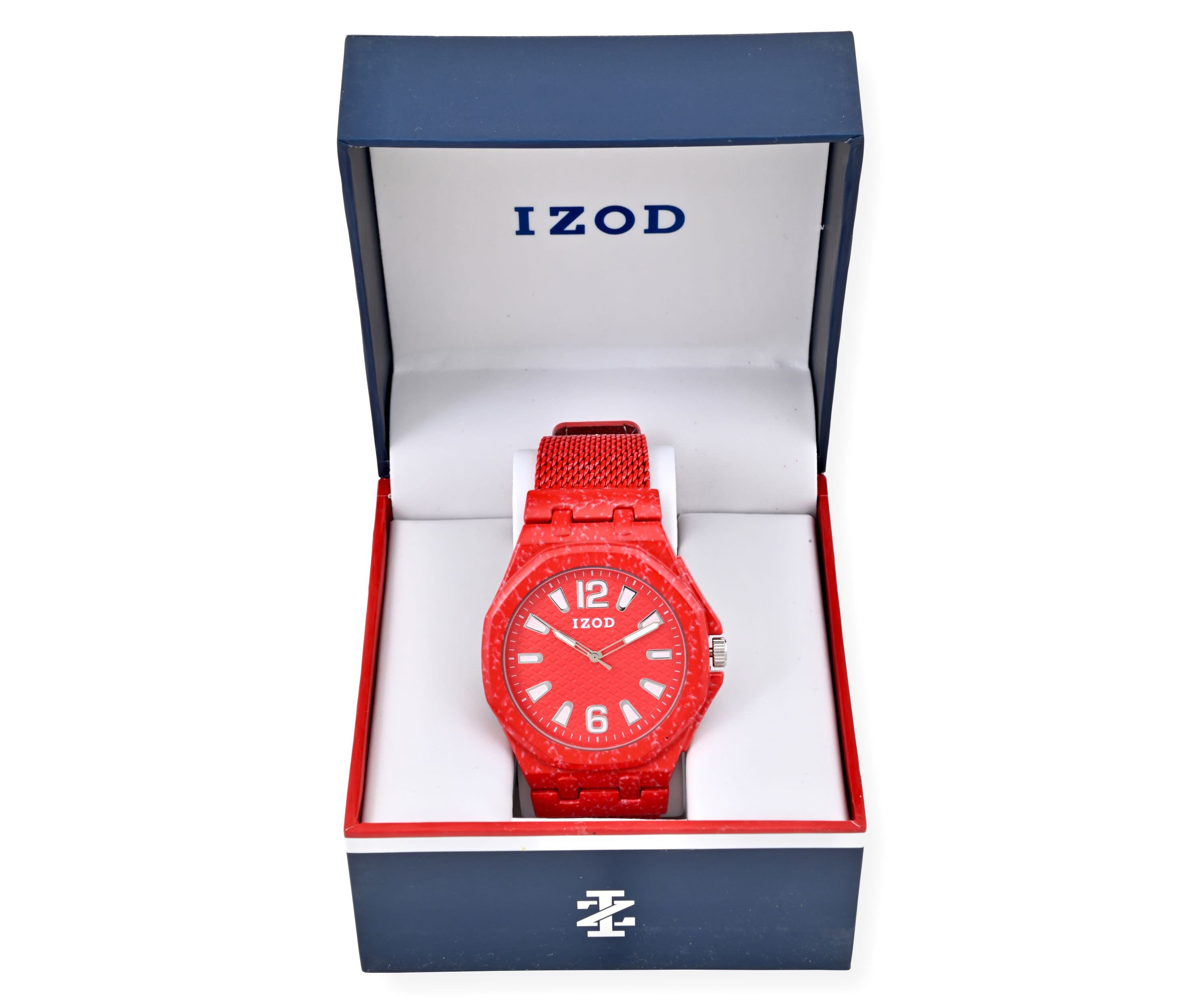 IZOD Adult Mens Analog Watch in Red Mesh Model# IZO50037