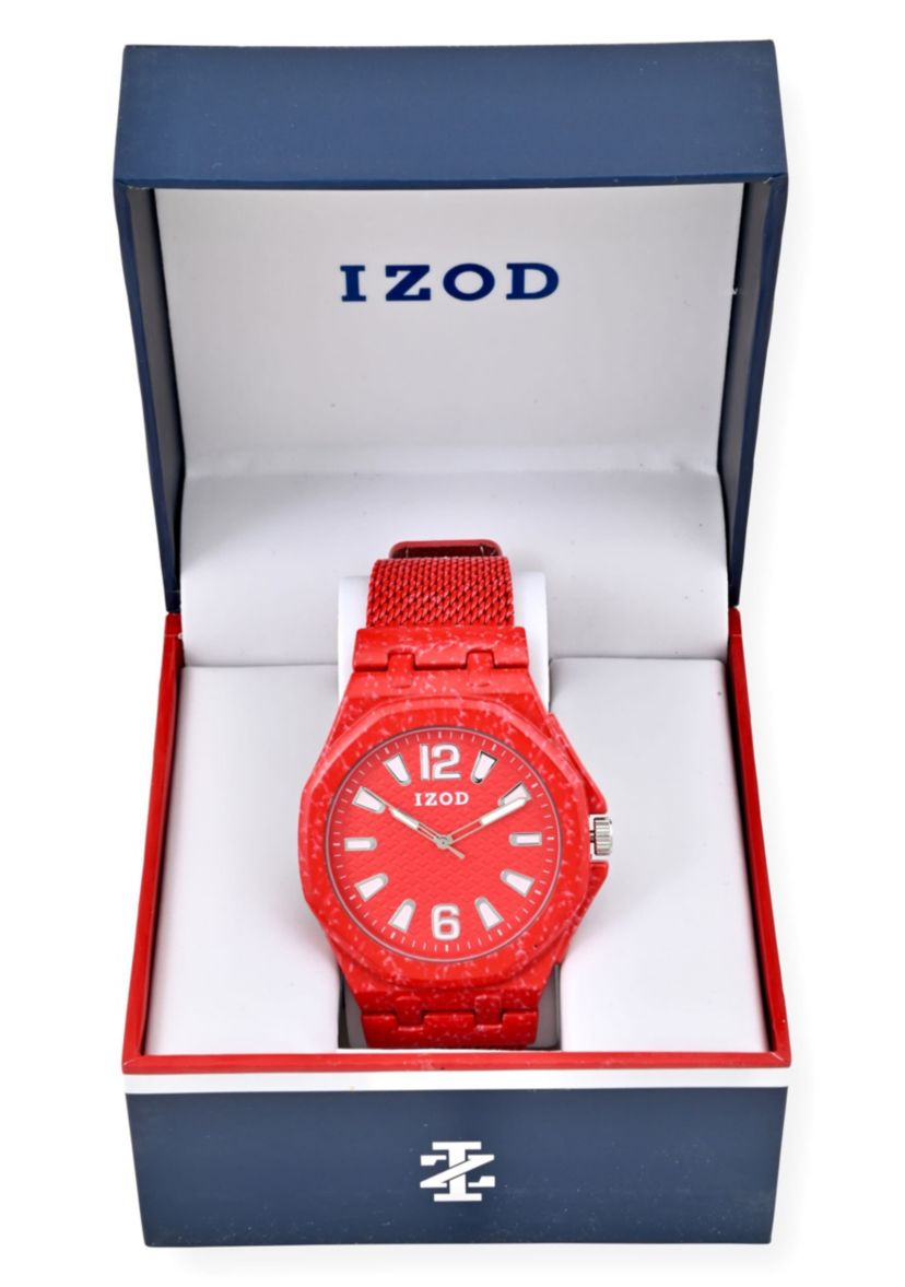 IZOD Adult Mens Analog Watch in Red Mesh Model# IZO50037