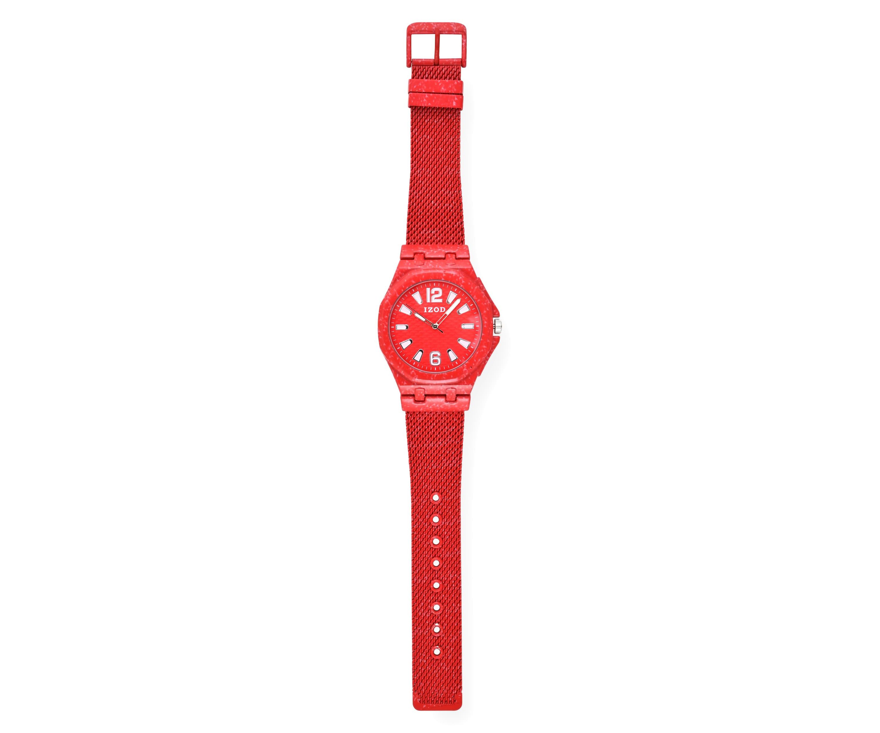 IZOD Adult Mens Analog Watch in Red Mesh Model# IZO50037