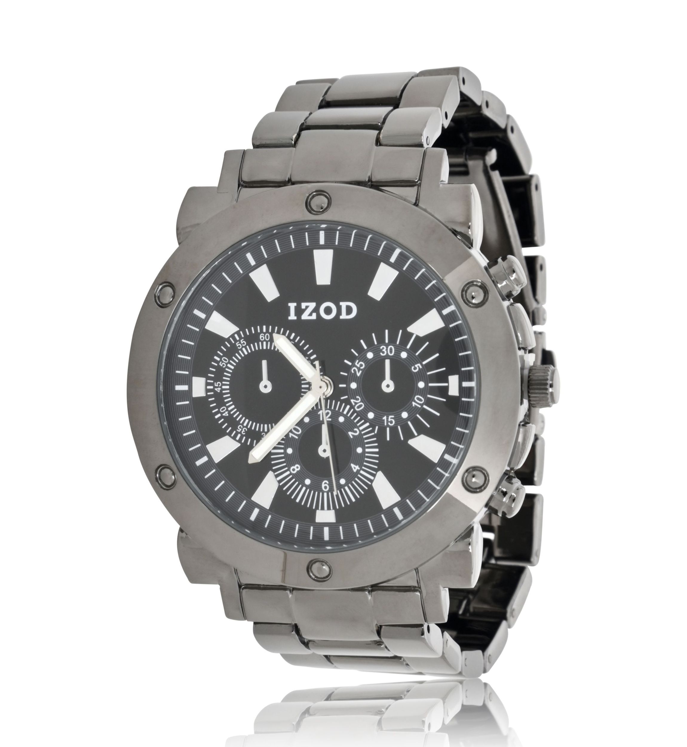 IZOD Mens Black Bracelet Watch