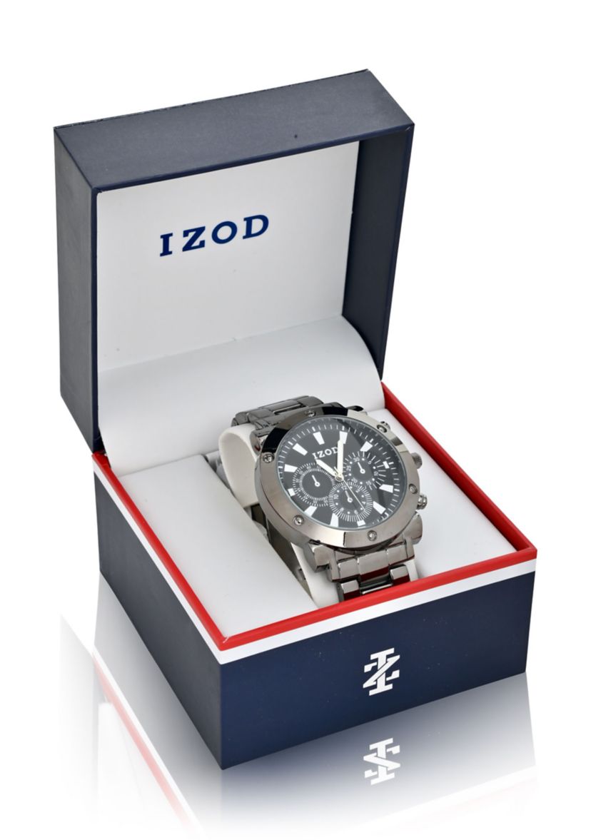 IZOD Mens Black Bracelet Watch
