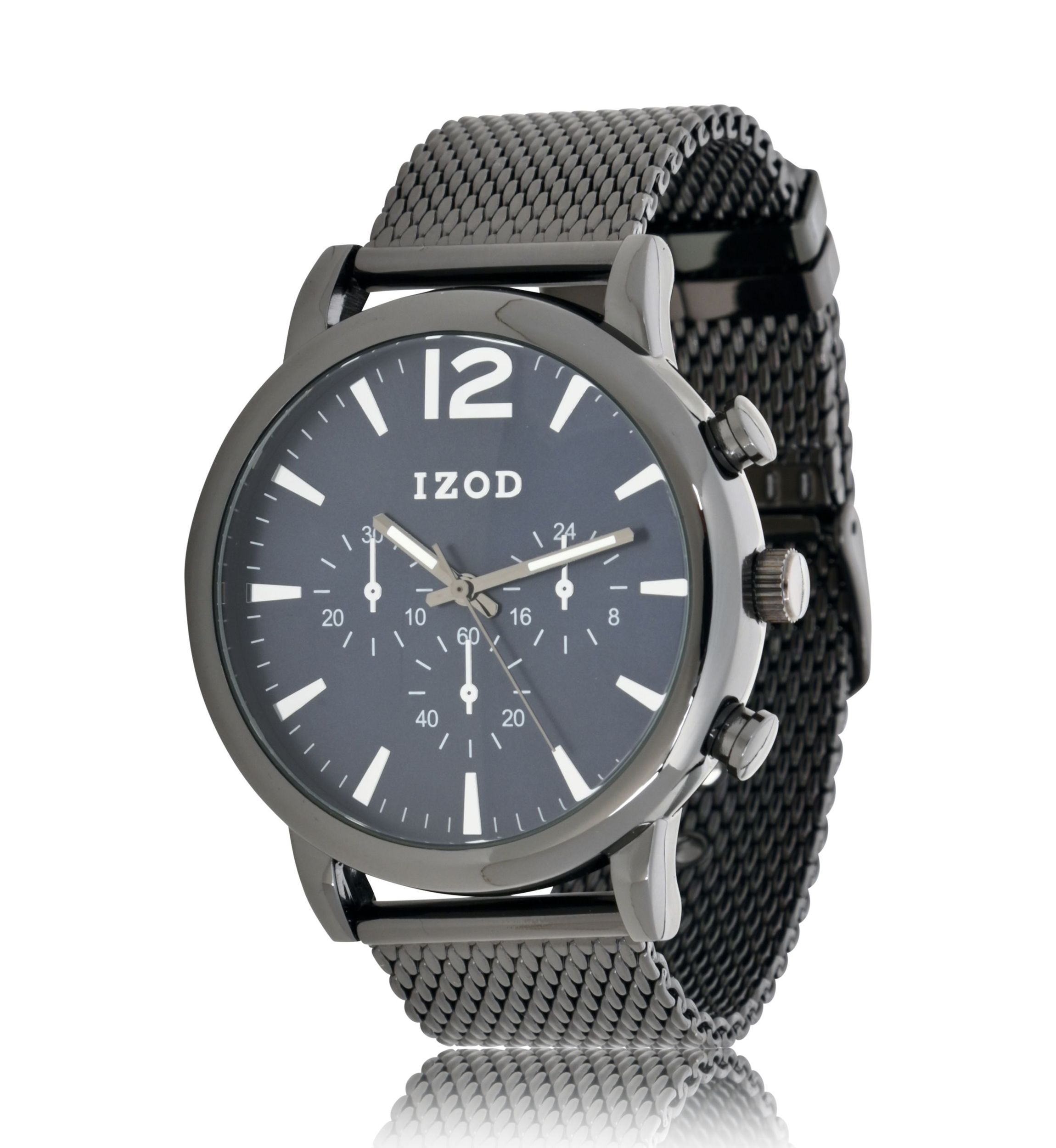 IZOD Mens Black Mesh Bracelet Watch