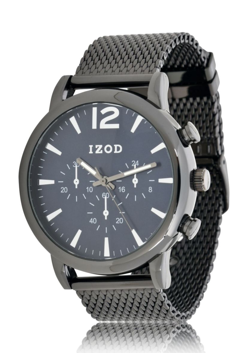 IZOD Mens Black Mesh Bracelet Watch