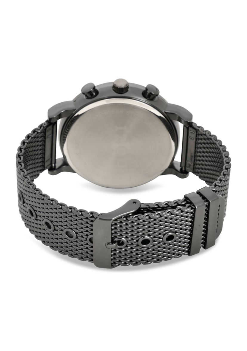 IZOD Mens Black Mesh Bracelet Watch
