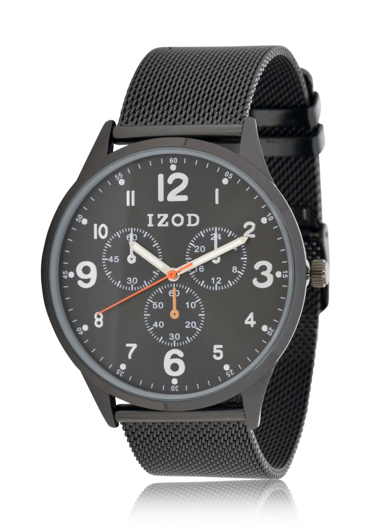 IZOD Mens Black Stainless Steel Mesh Watch