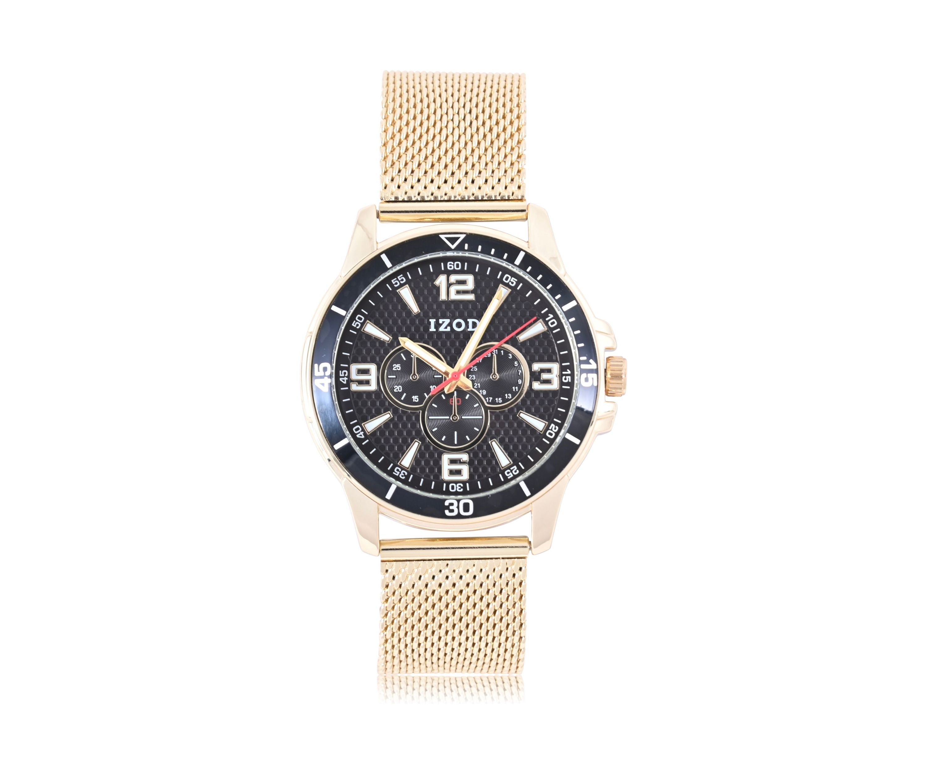 IZOD Goldtone Mesh Sport Bracelet Watch