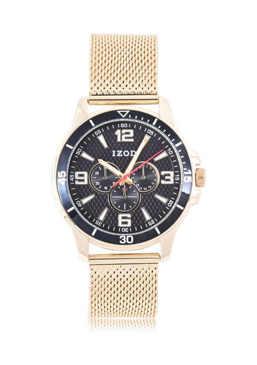 IZOD Goldtone Mesh Sport Bracelet Watch