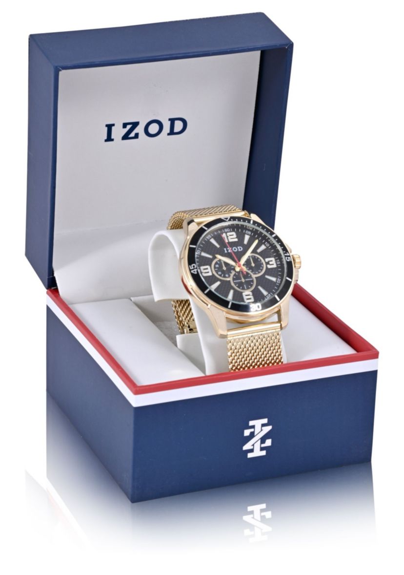 IZOD Goldtone Mesh Sport Bracelet Watch