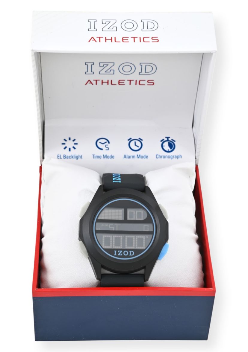 IZOD Adult Mens Digital Sports Watch in Black Model# IZO7053