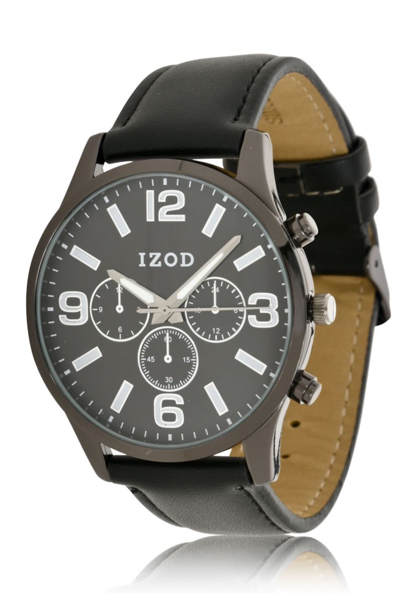 IZOD Mens Black Strap Watch