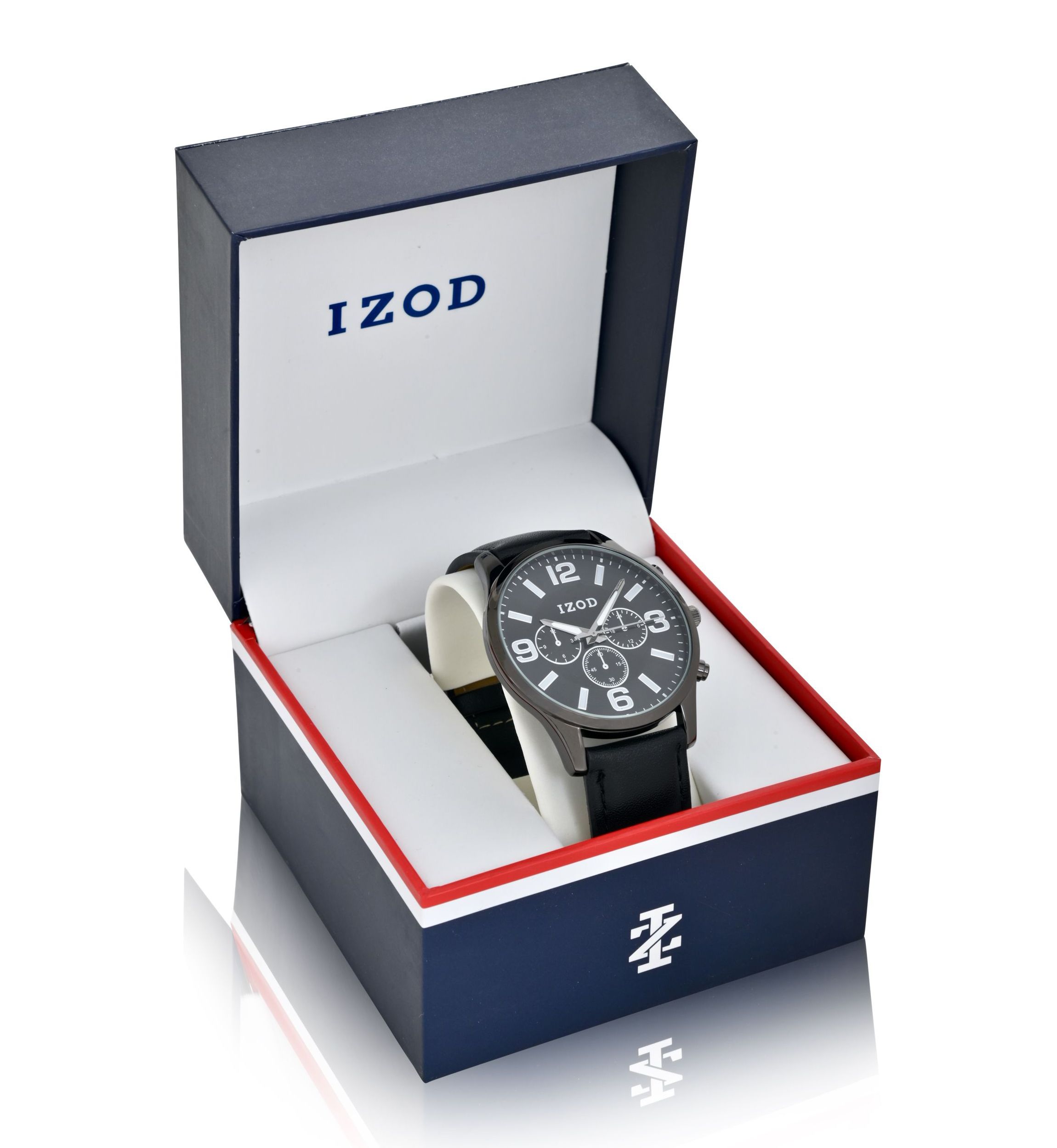 IZOD Mens Black Strap Watch
