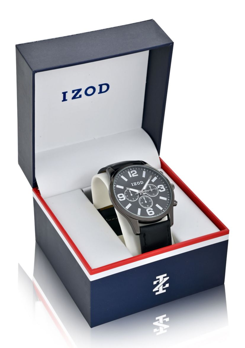 IZOD Mens Black Strap Watch