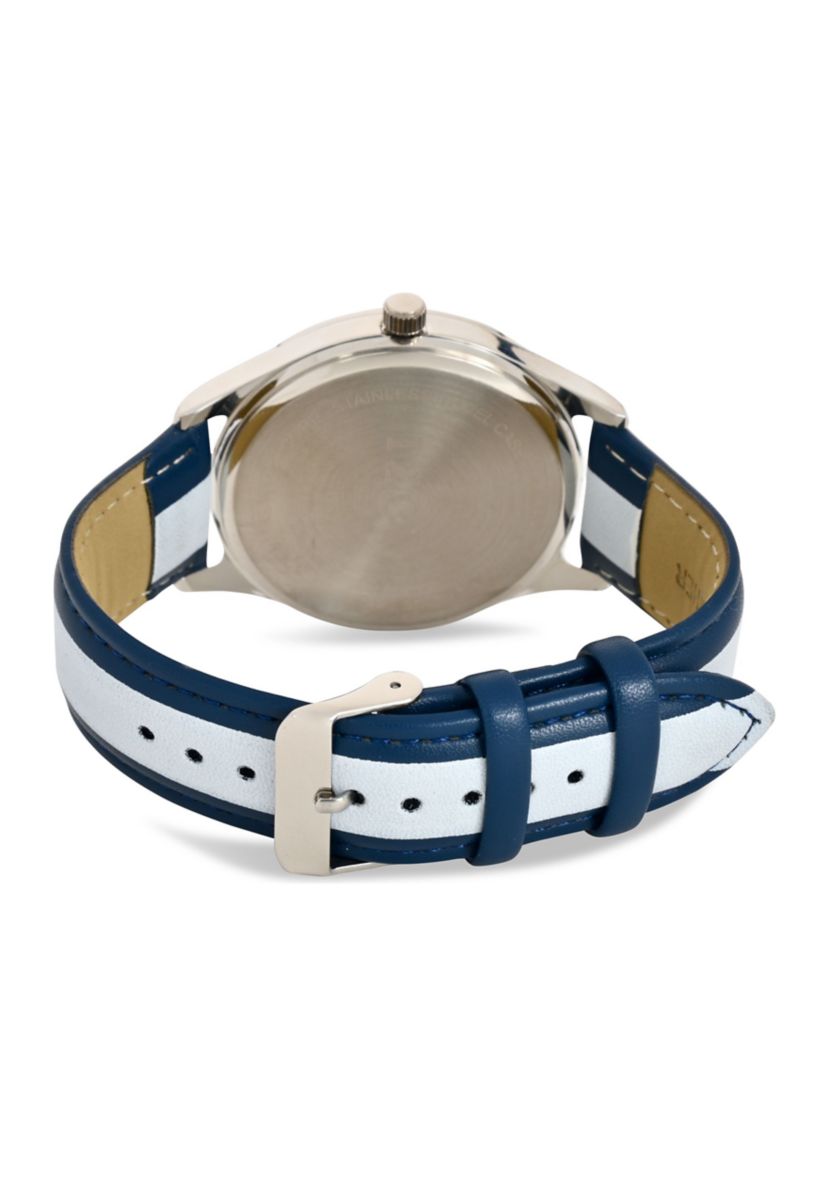 IZOD Mens Blue w Gray Stripe Strap Watch