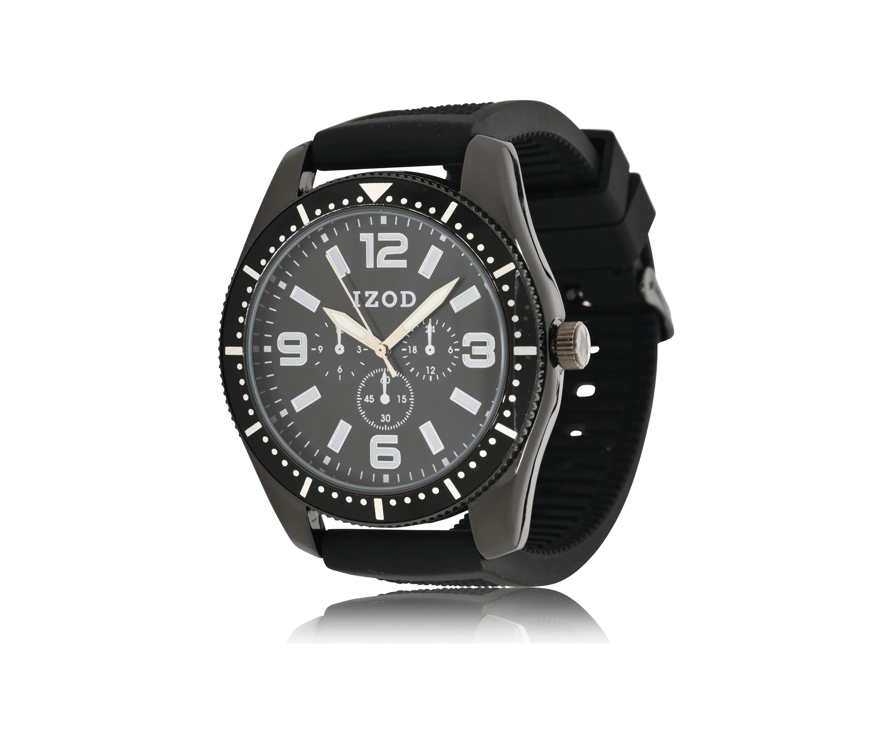 IZOD Black Textrured Silicone Starp Watch