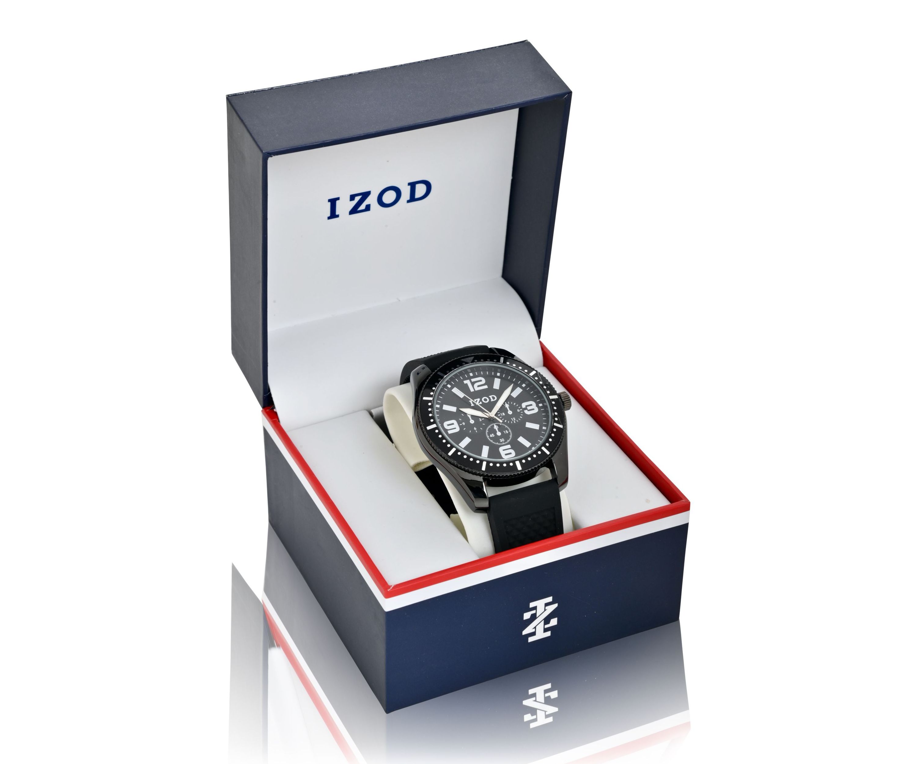 IZOD Black Textrured Silicone Starp Watch