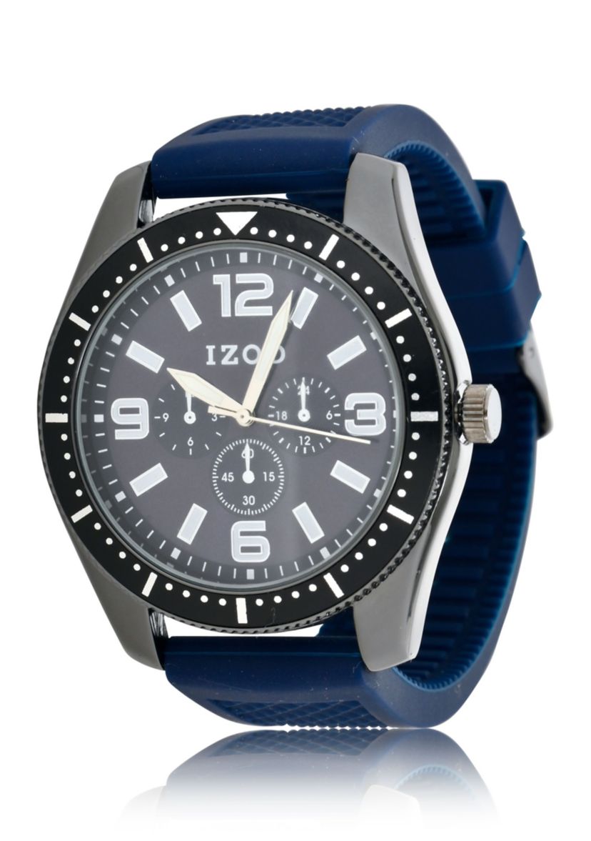 IZOD Mens Blue Rubber Strap Watch