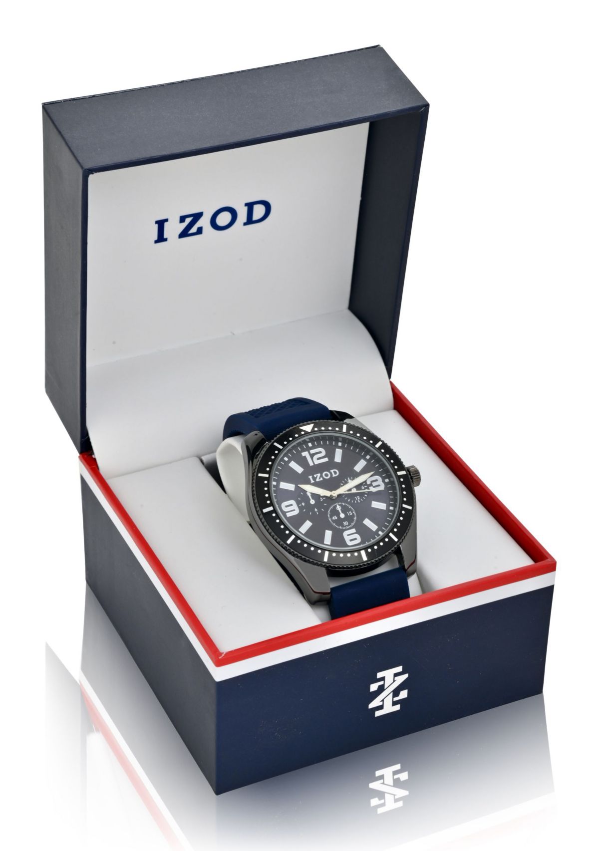 IZOD Mens Blue Rubber Strap Watch