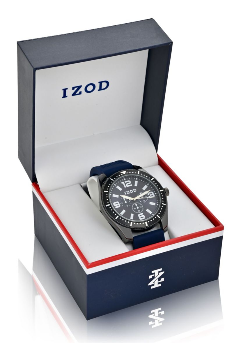 IZOD Mens Blue Rubber Strap Watch