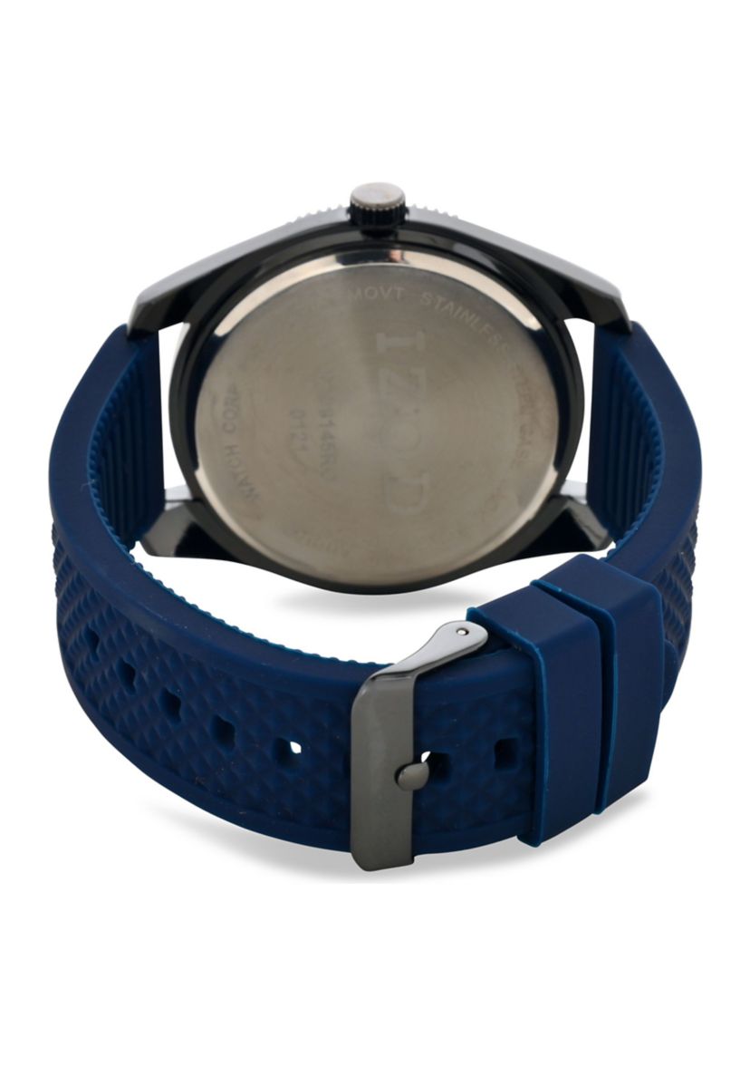 IZOD Mens Blue Rubber Strap Watch
