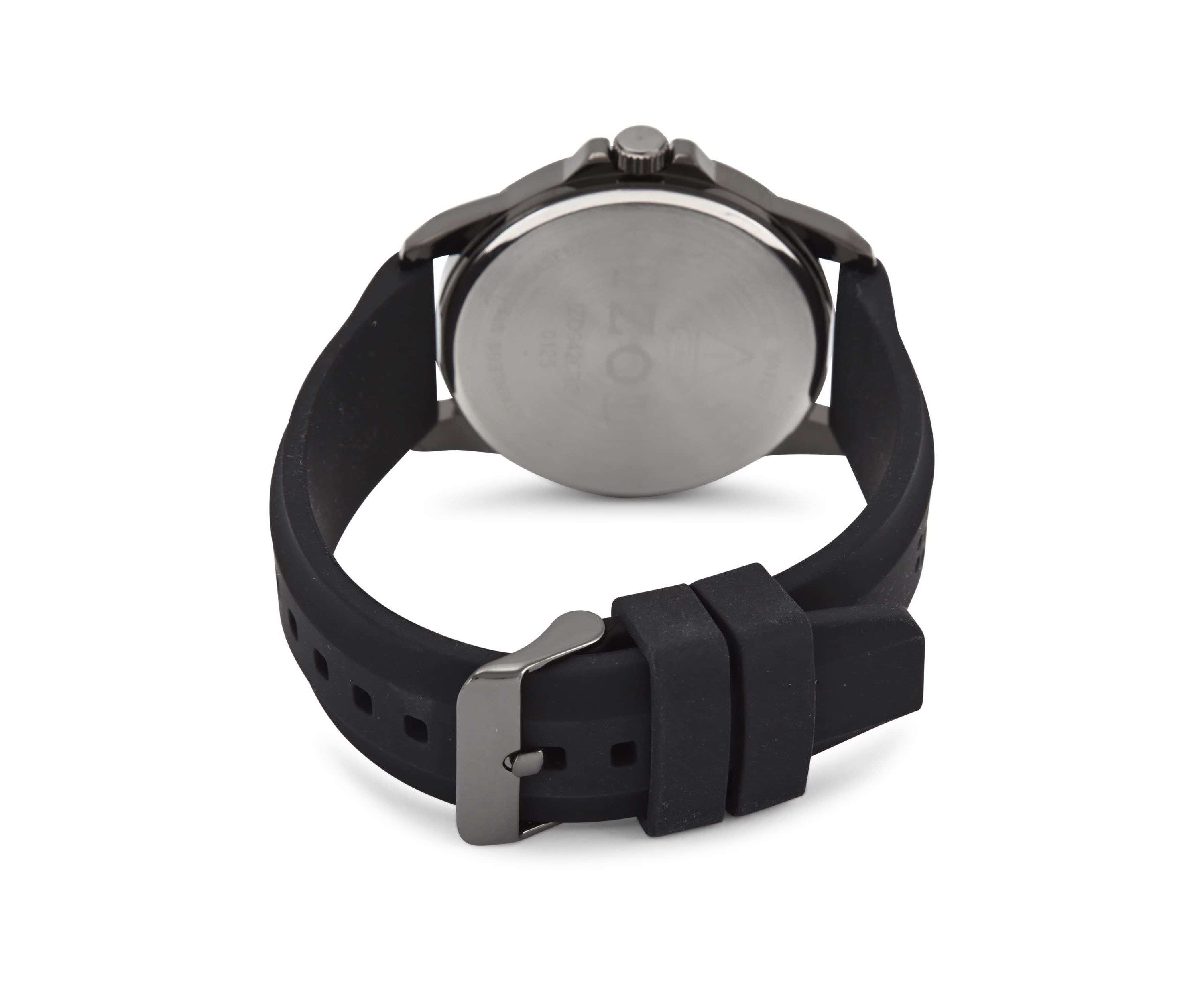 IZOD Adult Mens Analog Watch w Black Rubber Strap in Gunmetal Model# IZO9426