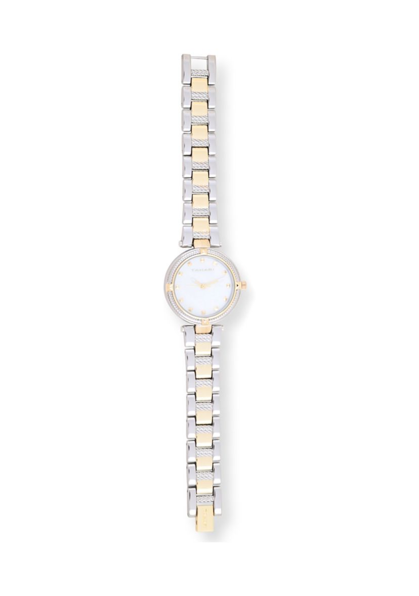 TAHARI Ladies Two Tone Bracelet Watch with Rope Link Detail