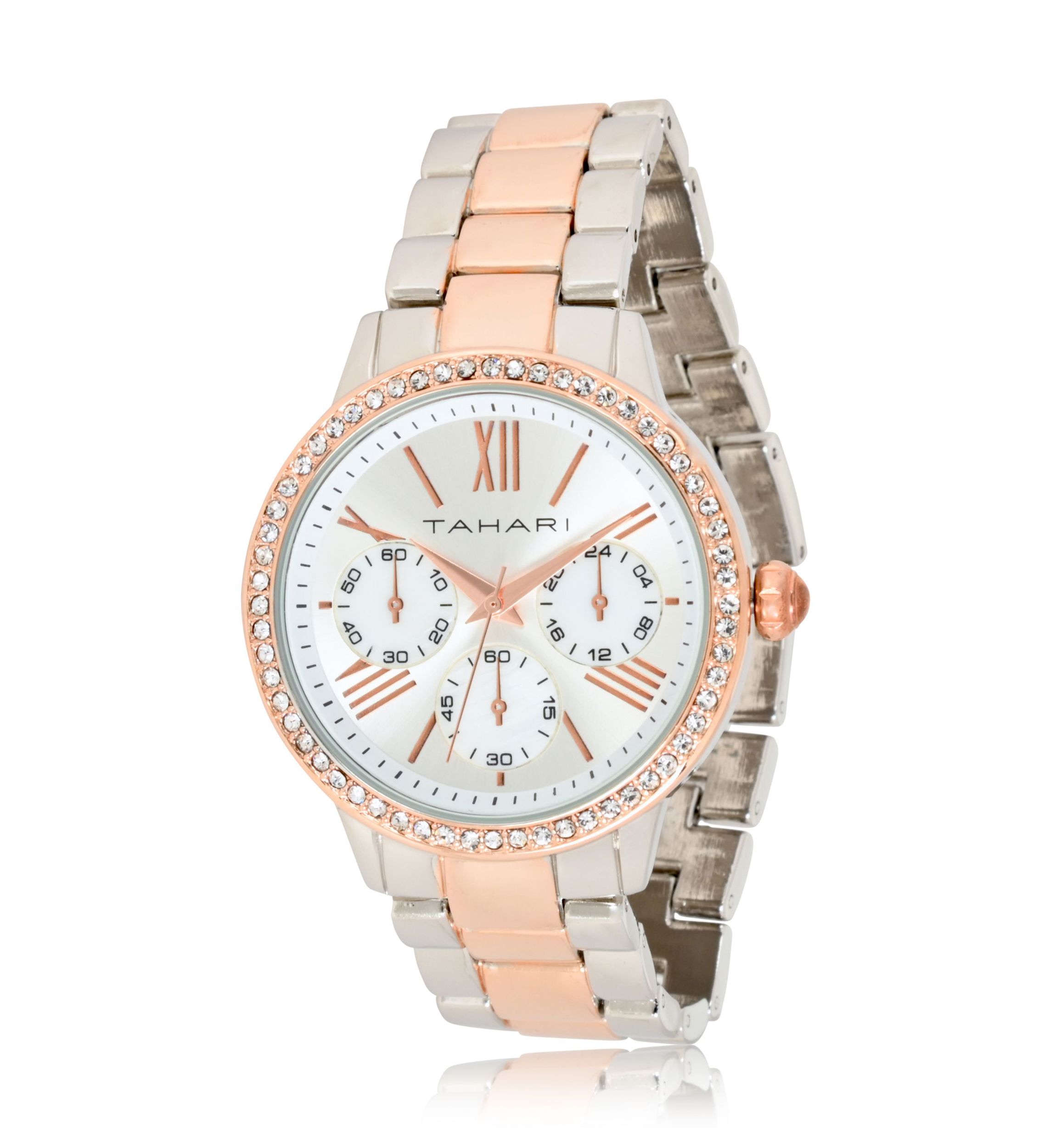 TAHARI Ladies Rose Gold Two Tone Bracelet Watch