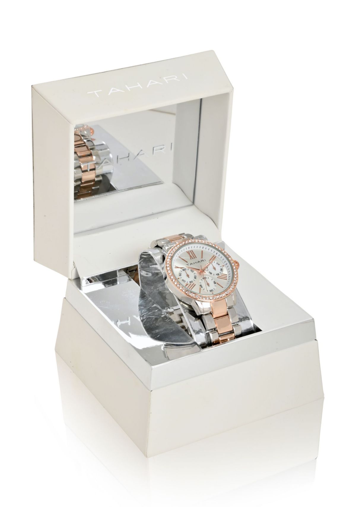 TAHARI Ladies Rose Gold Two Tone Bracelet Watch