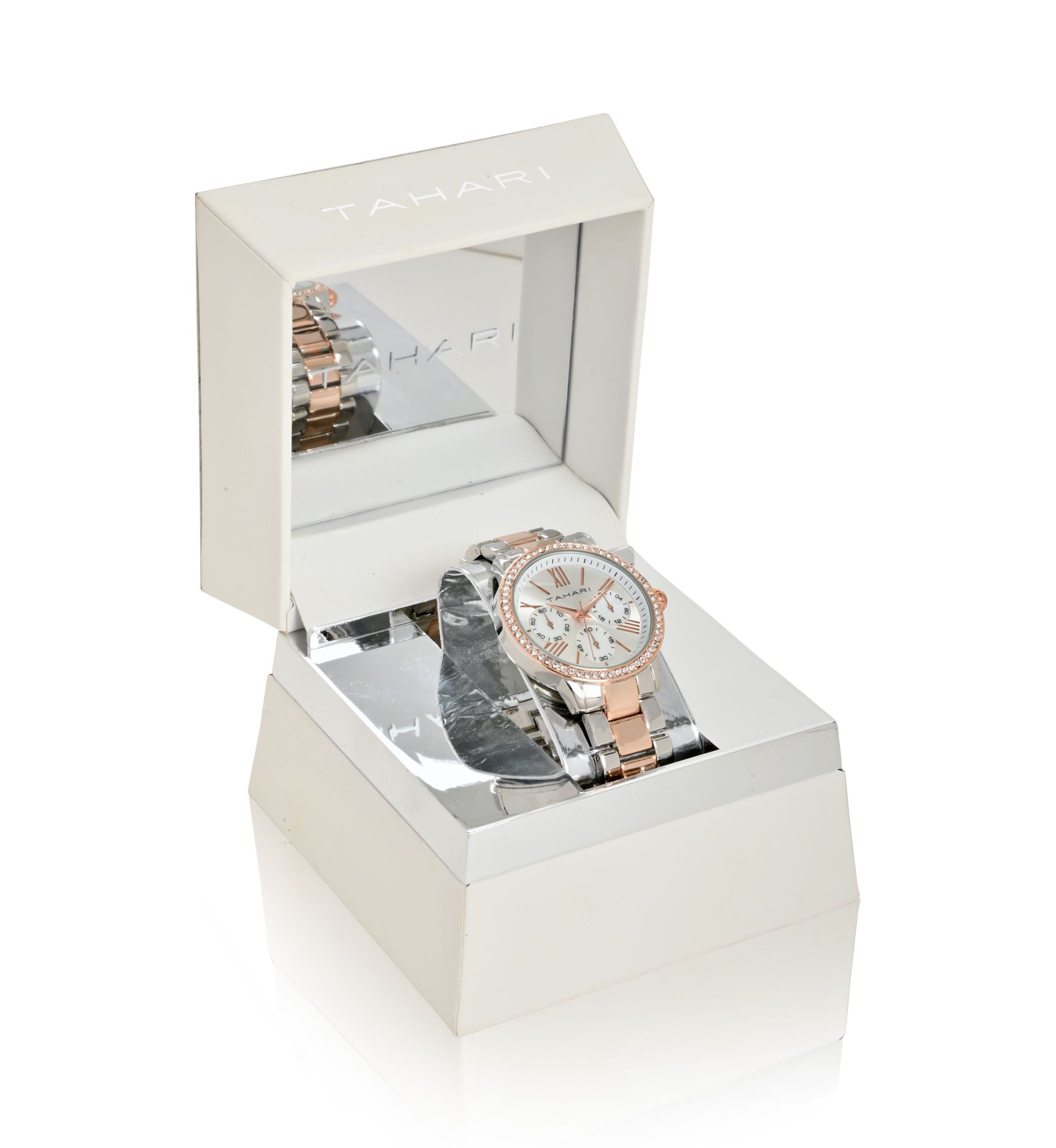 TAHARI Ladies Rose Gold Two Tone Bracelet Watch