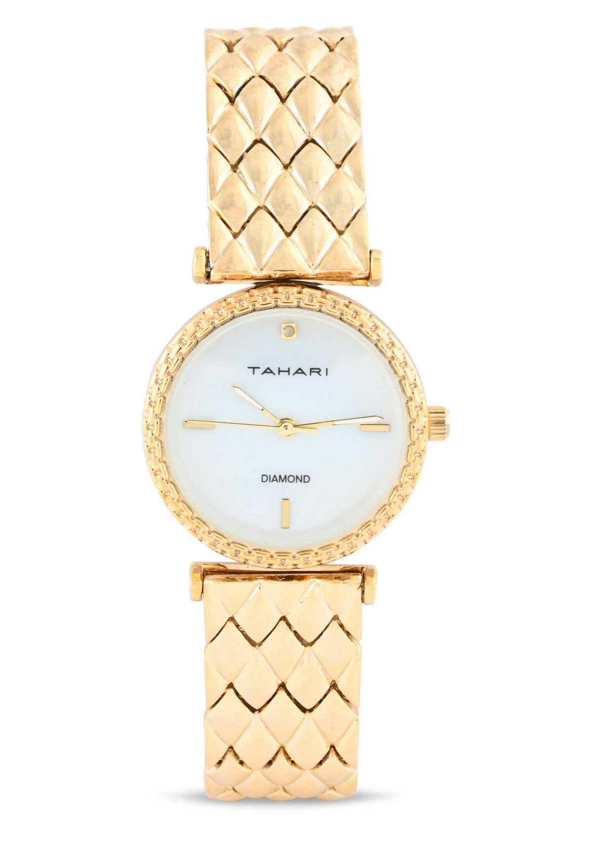 Tahari Adult Womens Analog Watch w Gold Case Dial and Bracelet w Genuine Diamond at 12  Model# TAH5692