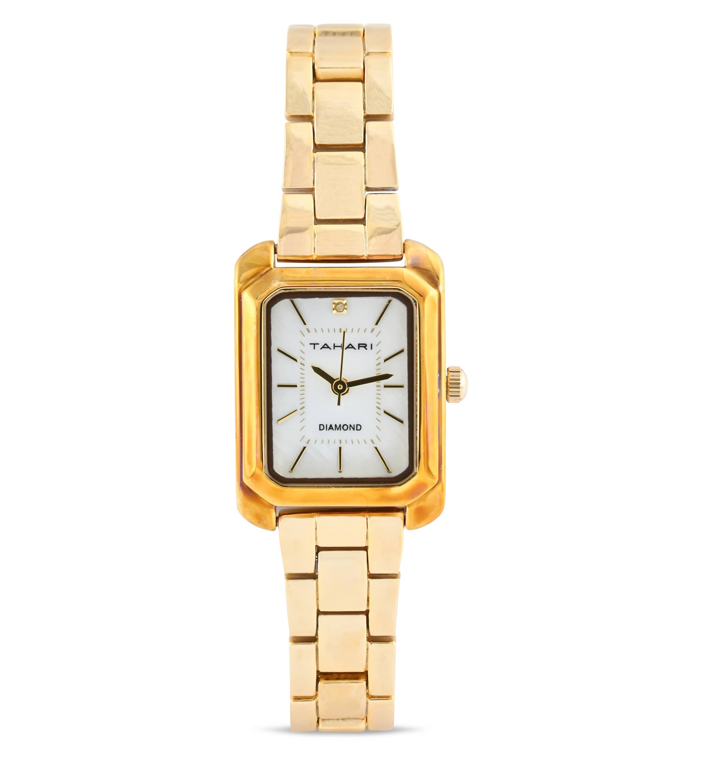 Tahari Adult Womens Analog Watch w Gold Case and Bracelet w Genuine Diamond at 12 Model# TAH5695